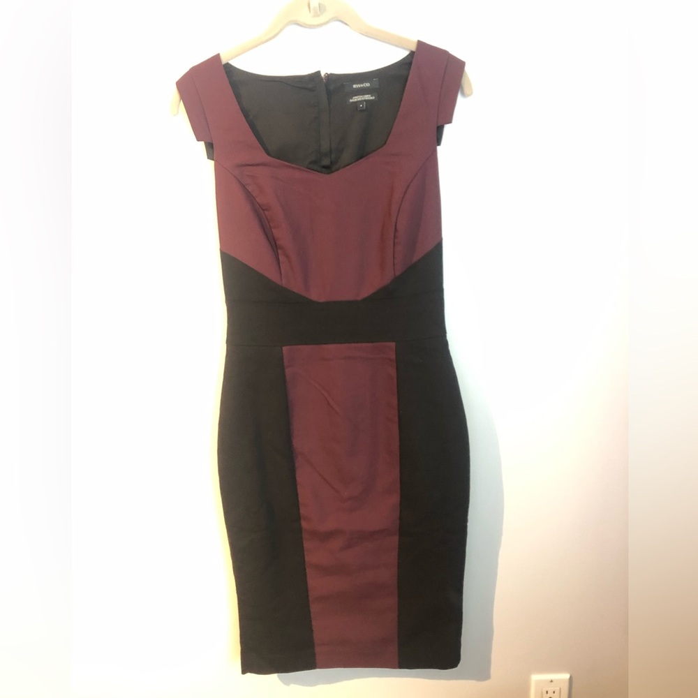 RW & Co Black and Plum Sheath Dress Size 4